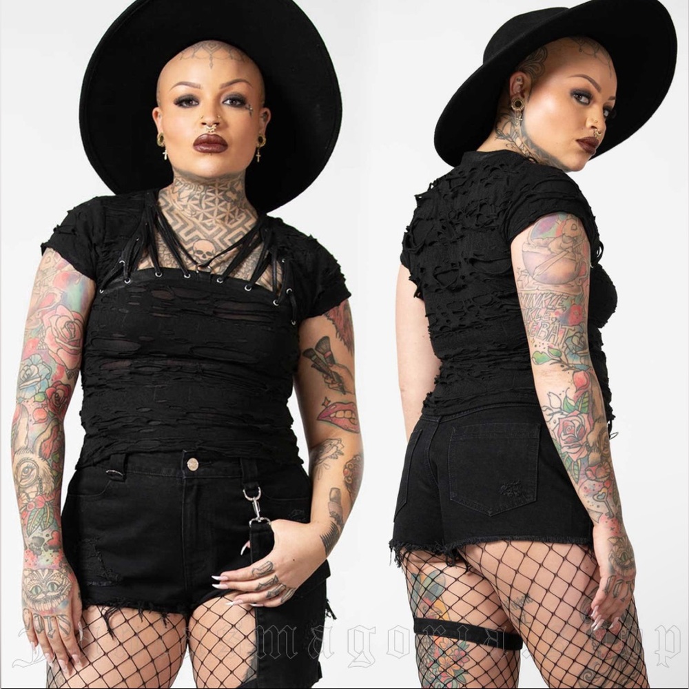 Killstar - Malicia Lace-Up Top (Medium) NWOT